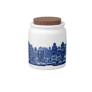 Amsterdam in blue Delftware style Candy Jar