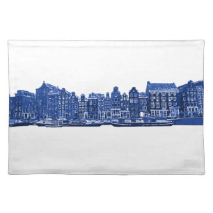 Amsterdam in blue Delftware style Cloth Placemat