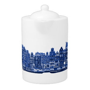 Amsterdam in blue Delftware style Teapot