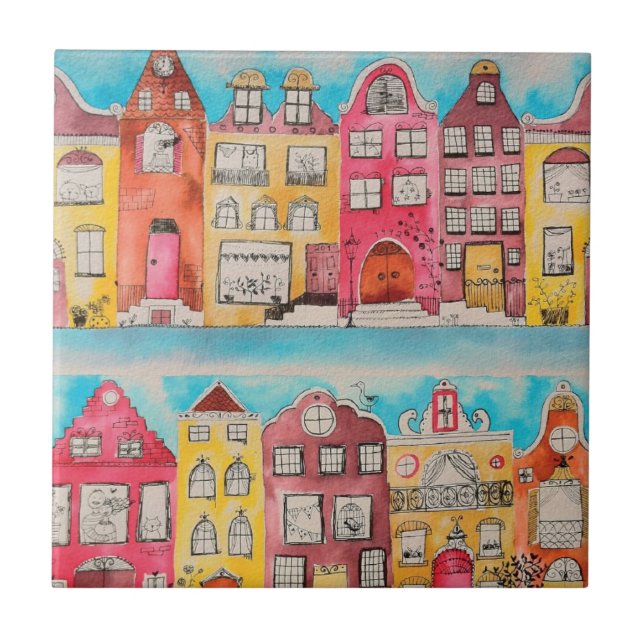 Amsterdam in love ceramic tile (Front)