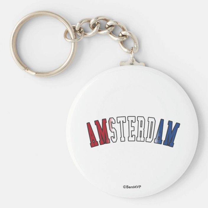 Amsterdam in Netherlands National Flag Colors Key Chain