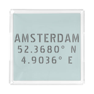 Amsterdam Latitude Longitude Acrylic Tray