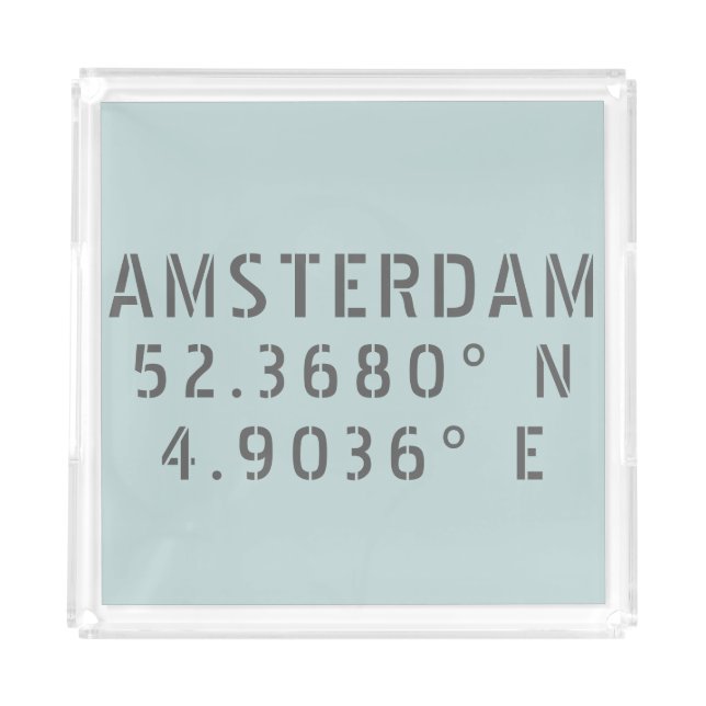Amsterdam Latitude Longitude Acrylic Tray (Front)