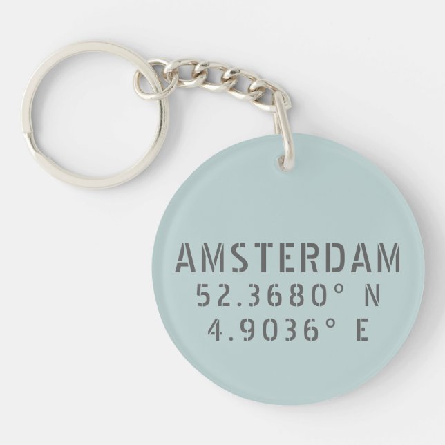 Amsterdam Latitude Longitude Keychain (Front)