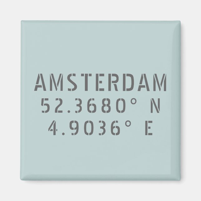 Amsterdam Latitude Longitude Magnet (Front)