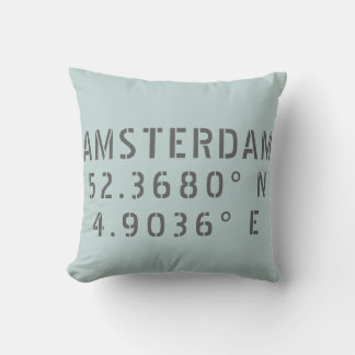 Amsterdam Latitude Longitude Throw Pillow