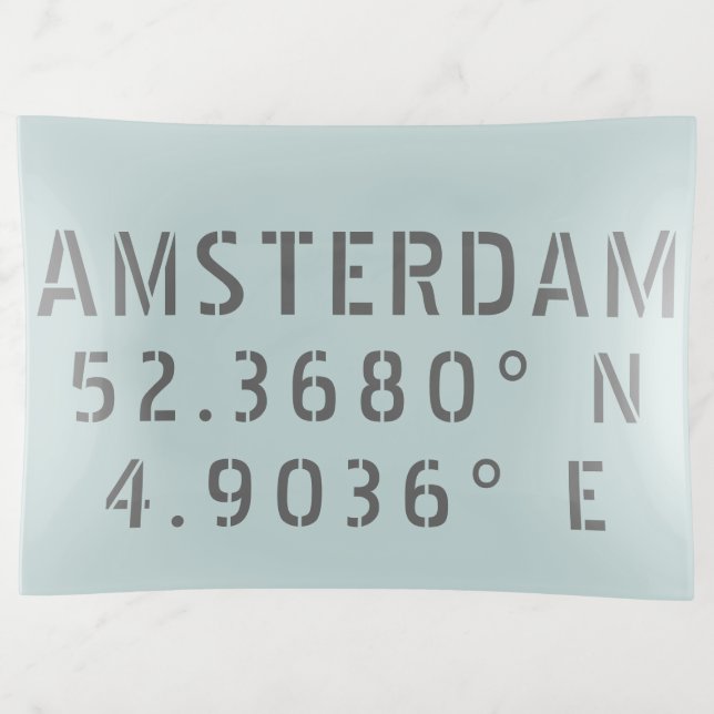 Amsterdam Latitude Longitude Trinket Tray (Front)