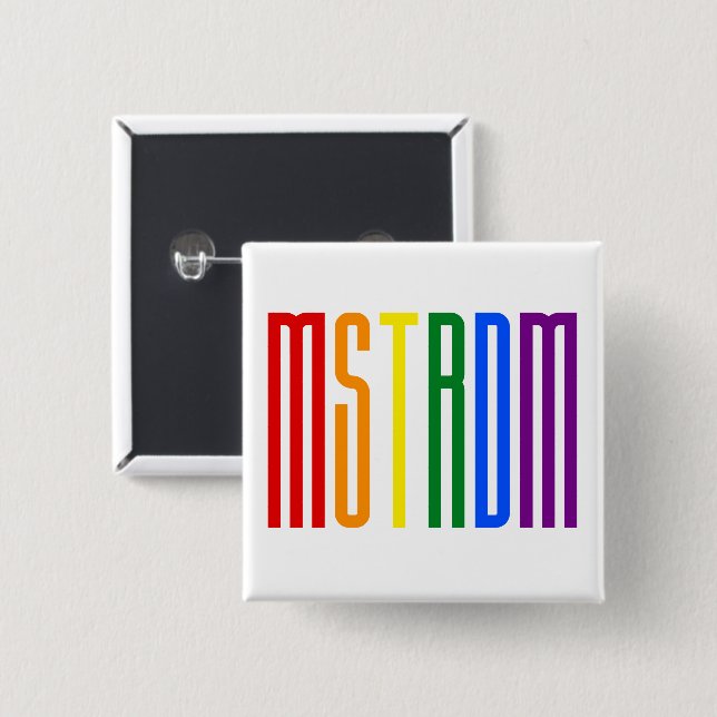Amsterdam LGBT Rainbow Flag Typography Gay Pride Button (Front & Back)