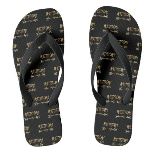 Amsterdam Love Dutch Black and Gold Typography Flip Flops