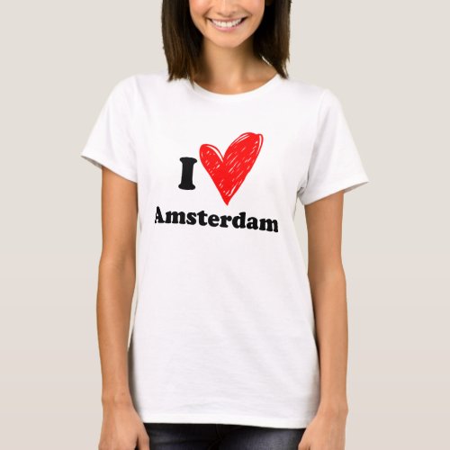 Amsterdam Love _ Heart Sketch T_Shirt