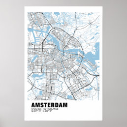 Amsterdam Map Poster - Amsterdam White Map 