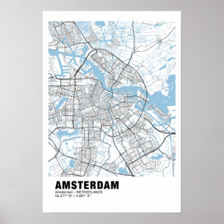 Amsterdam Map Poster - Amsterdam White Map