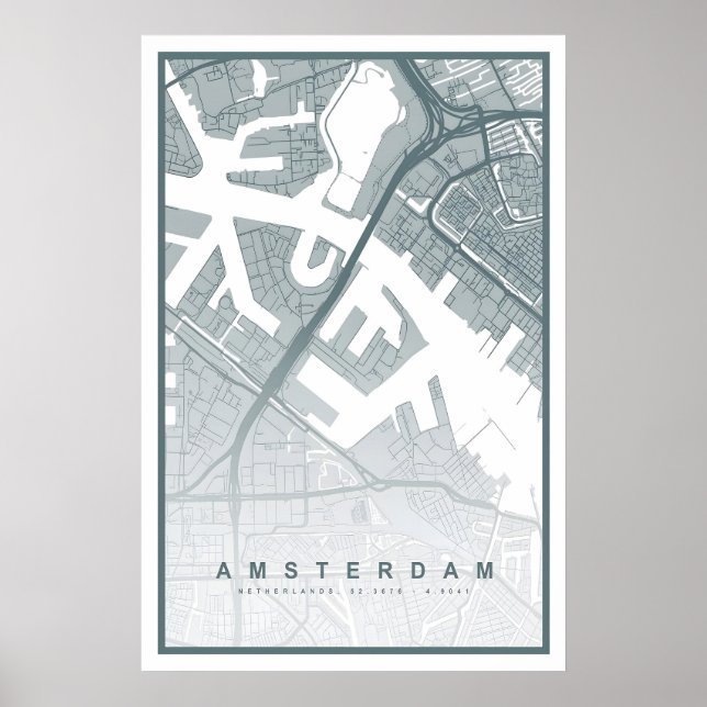 Amsterdam Map Print 8 COLOURS AVAILABLE Amsterdam (Front)