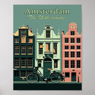 Amsterdam Minimalist Vintage Travel Poster Art