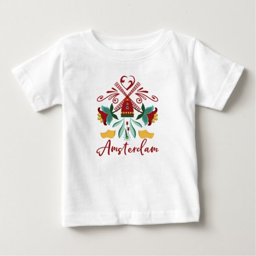 Amsterdam Netherlands Abstract Holland Design Baby T_Shirt