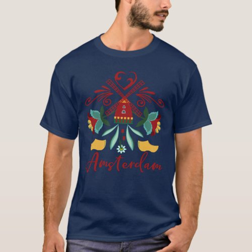 Amsterdam Netherlands Abstract Holland Design T_Shirt