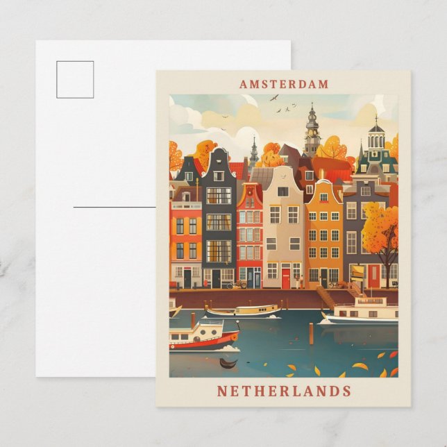 Amsterdam Netherlands Art Elegant Vintage Travel Postcard (Front/Back)