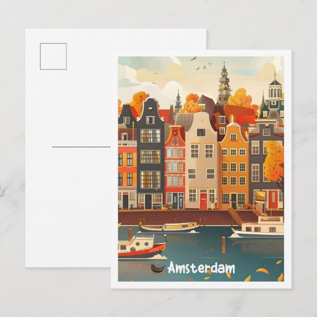 Amsterdam Netherlands Art Vintage Travel Postcard (Front/Back)