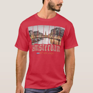 Amsterdam Netherlands at night Holland vintage sou T-Shirt