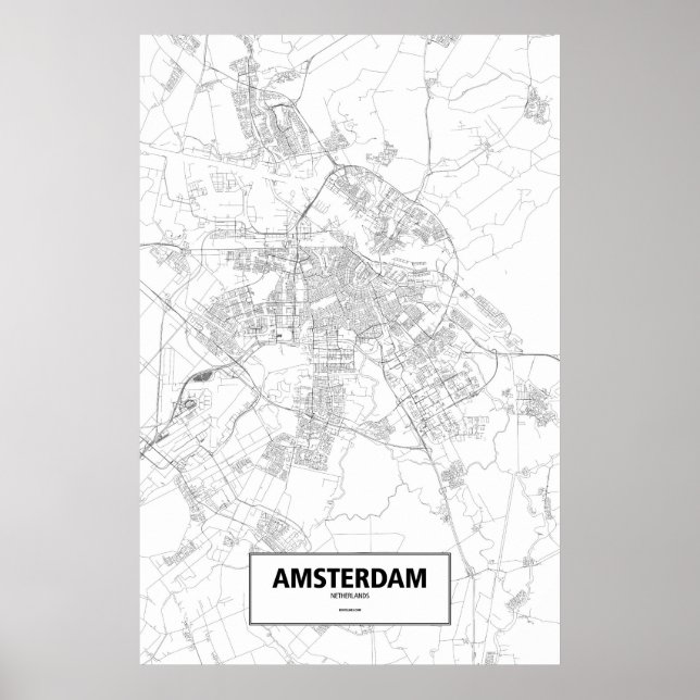 Amsterdam, Netherlands (black on white) Poster (Front)