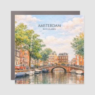 Amsterdam Netherlands Canal Colorful City Travel Car Magnet