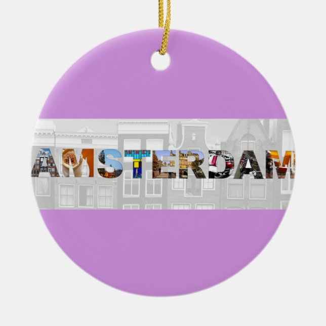 Amsterdam Netherlands Canal Homes Travel Photos Ceramic Ornament (Front)