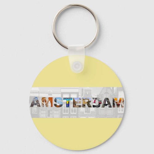 Amsterdam Netherlands Canal Homes Travel Photos Keychain