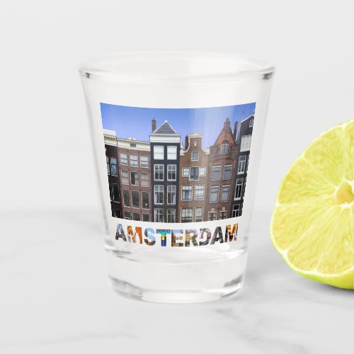 Amsterdam Netherlands Canal Houses Travel Photo Shot Glass