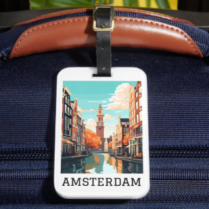 Amsterdam Netherlands Canal Travel Luggage Tag