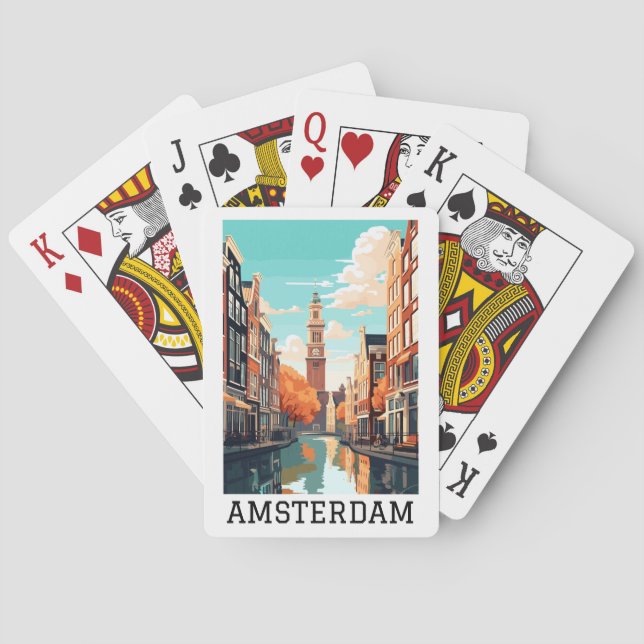 Amsterdam Netherlands Canal Travel Poker Cards (Back)