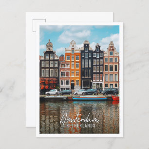 Amsterdam Netherlands city is the beautiful touris Postcard