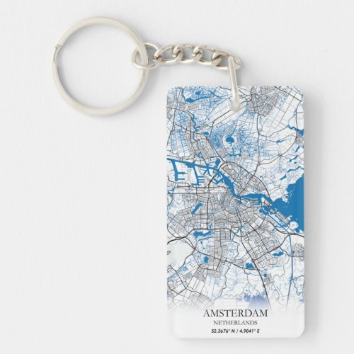 Amsterdam Netherlands City Map Travel Simple Keychain