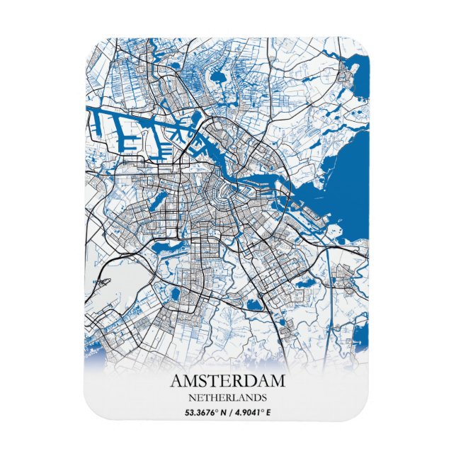 Amsterdam Netherlands City Map Travel Simple Magnet (Vertical)