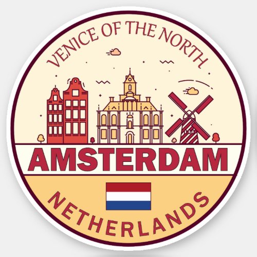 Amsterdam Netherlands City Skyline Emblem Sticker
