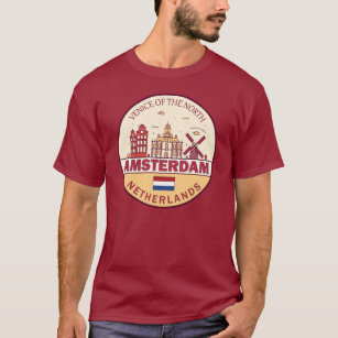 Amsterdam Netherlands City Skyline Emblem T-Shirt