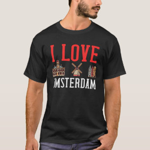 Amsterdam Netherlands City Skyline Map T-Shirt
