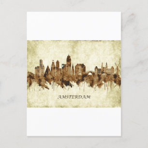 Amsterdam Netherlands Cityscape Invitation Postcard