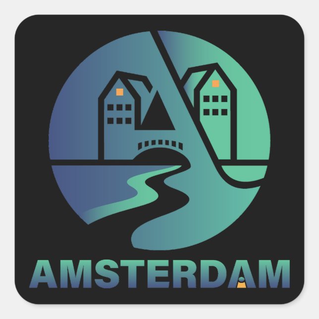 Amsterdam Netherlands Europe Square Sticker (Front)