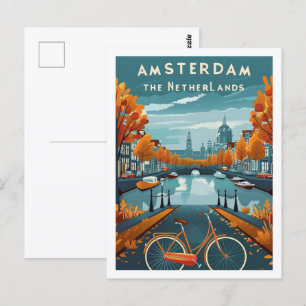 Amsterdam Netherlands Famous Vintage Travel Place Postcard