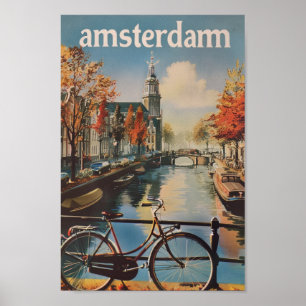 Amsterdam Netherlands Famous Vintage Travel Place Poster