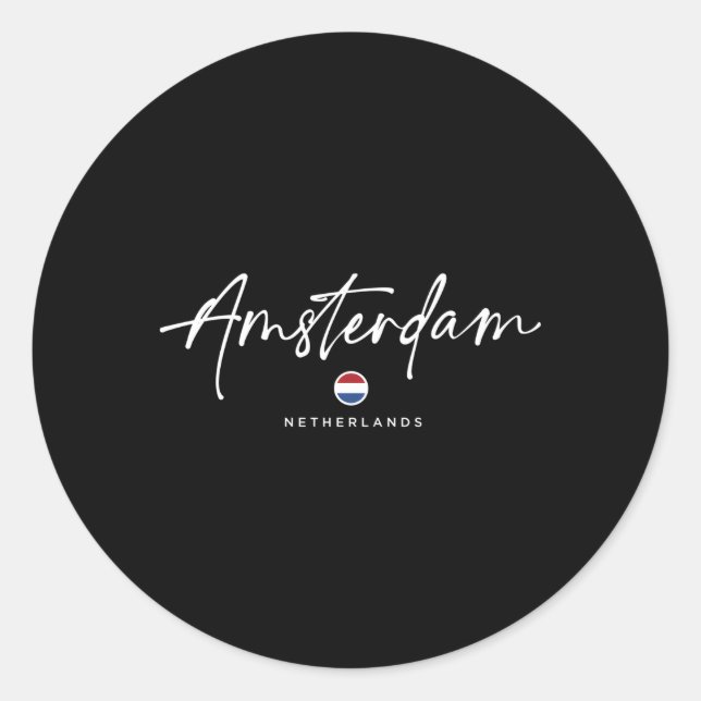 Amsterdam Netherlands Flag Classic Round Sticker (Front)