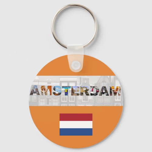 Amsterdam Netherlands Flag Keychain