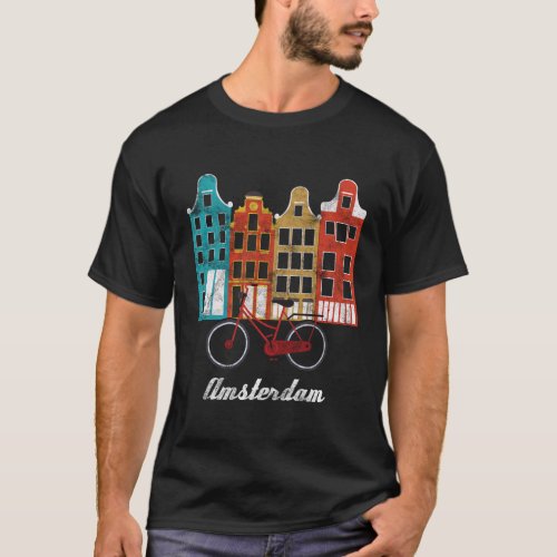 Amsterdam Netherlands Heritage Europe Travel Bike  T_Shirt