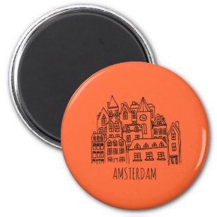 Amsterdam Netherlands Holland City Souvenir Orange Magnet
