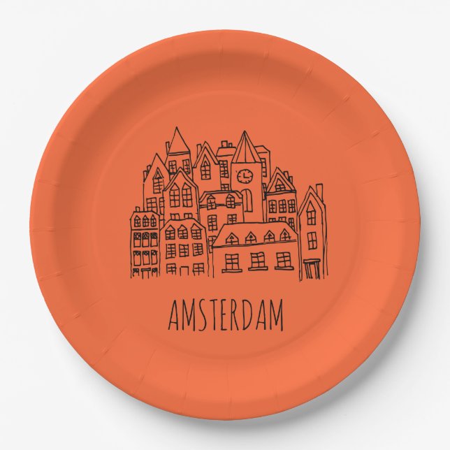 Amsterdam Netherlands Holland City Souvenir Paper Plates (Front)