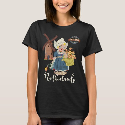 Amsterdam Netherlands Holland Dutch Girl T_Shirt