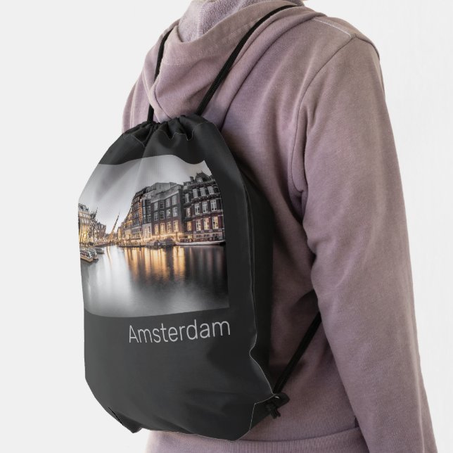 Amsterdam Netherlands Holland Dutch Souvenir Drawstring Bag (Insitu)