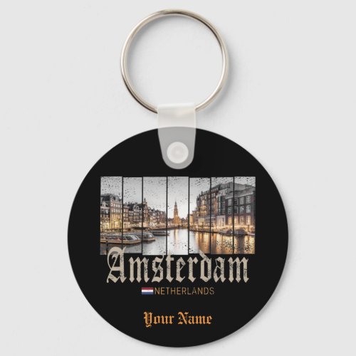 Amsterdam Netherlands Holland vintage souvenir Keychain