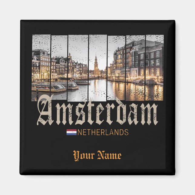 Amsterdam Netherlands Holland vintage souvenir Magnet (Front)