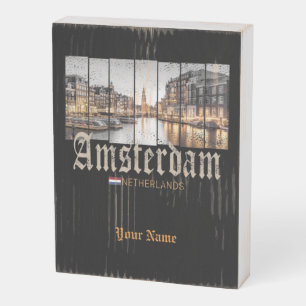 Amsterdam Netherlands Holland vintage souvenir Wooden Box Sign